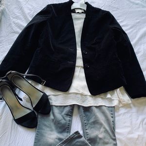 Loft Black Velvet notch collar blazer size 6P